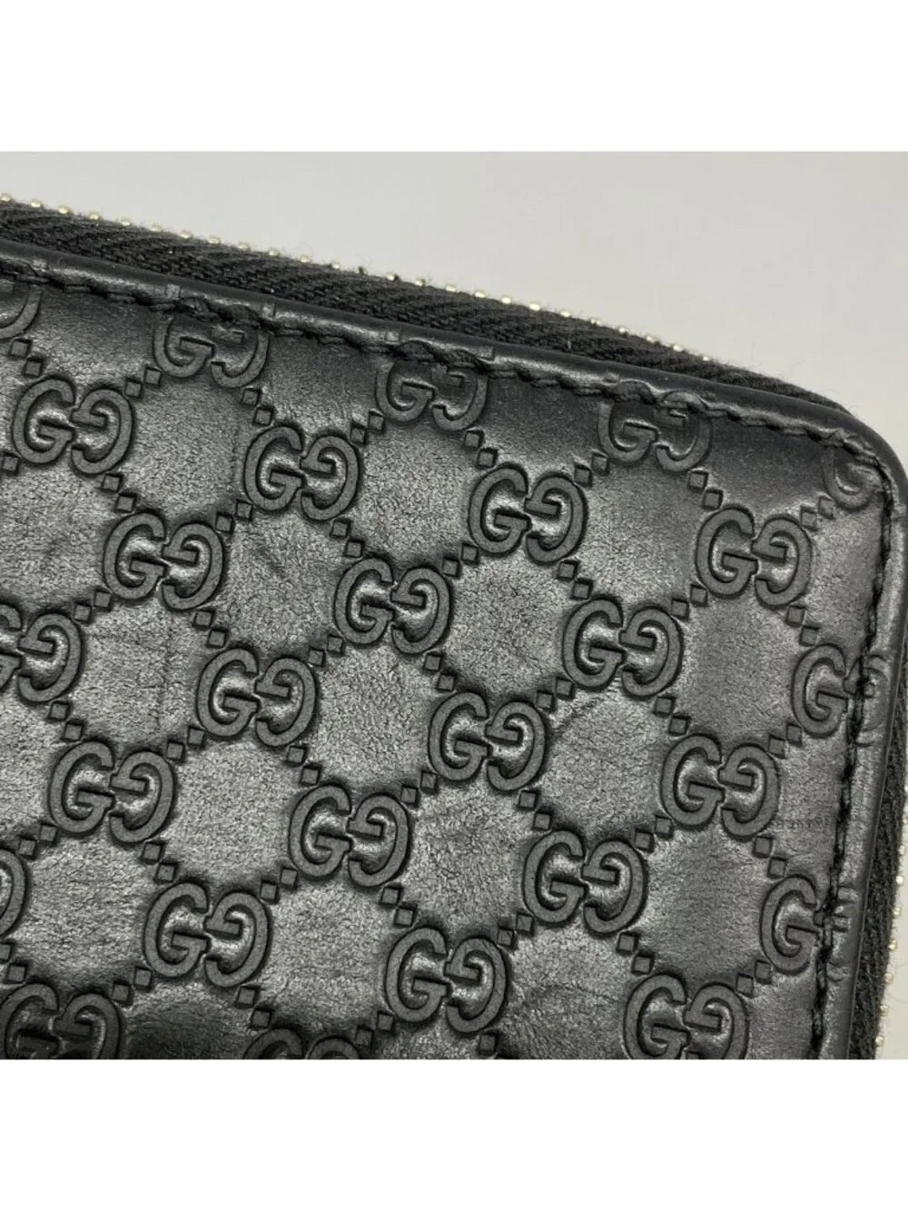 Gucci Coin Case Micro Guccissima Leather Black Champagne Gold - Picture 7 of 8